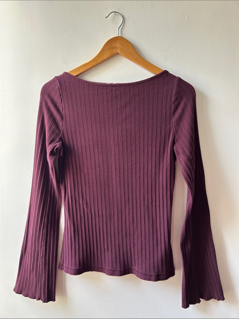 Madewell Ribbed Boat Neck Long Sleeve Top with Bell Sleeves